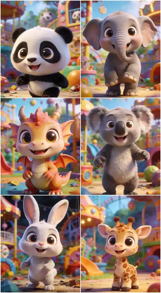 Cute 3D Animal Character AI Prompt Template – Whimsical Cartoon Render Generator – Colorful Fantasy Scene Creator – Printable Sticker Art Prompt