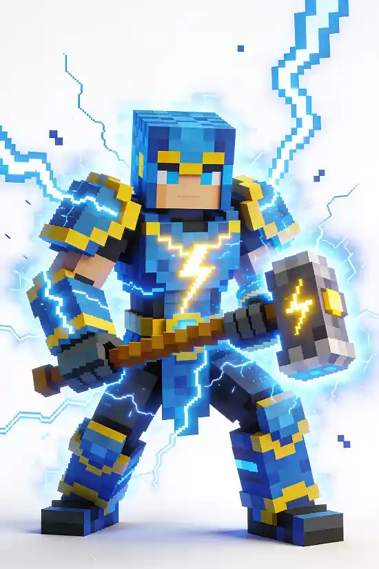 Minecraft Style 3D Pixel Character Prompt Template – Voxel Figure Generator – Fantasy RPG Skin Design Creator – White Background Render Prompt thumbnail 5