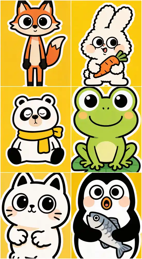 Cute Fun Animal Illustration AI Prompt – Cartoon Vector Character Generator – Kids Sticker &amp; Printable Art Template – Digital Download