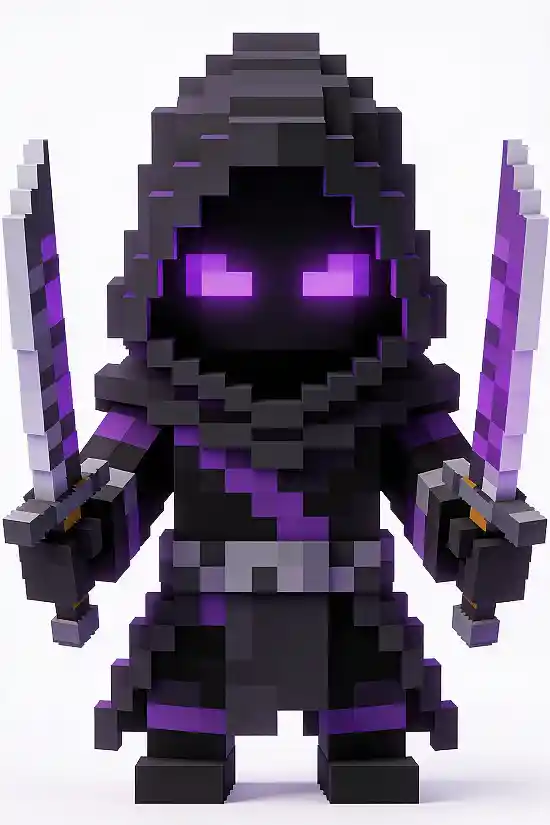 Minecraft Style 3D Pixel Character Prompt Template – Voxel Figure Generator – Fantasy RPG Skin Design Creator – White Background Render Prompt thumbnail 6