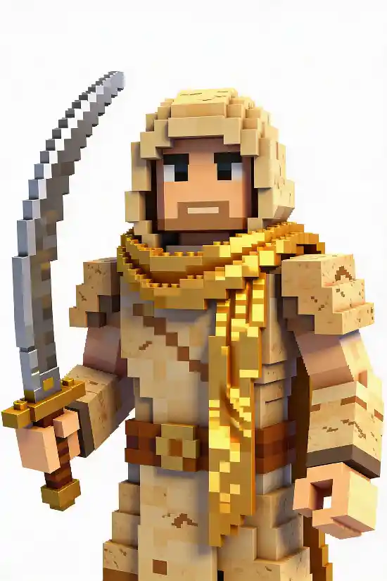 Minecraft Style 3D Pixel Character Prompt Template – Voxel Figure Generator – Fantasy RPG Skin Design Creator – White Background Render Prompt thumbnail 2